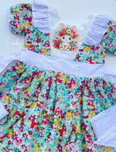 Load image into Gallery viewer, OOAK The Bunny Meadow Dress 🐰 Handmade Childrens Boutique Dress Easter Floral
