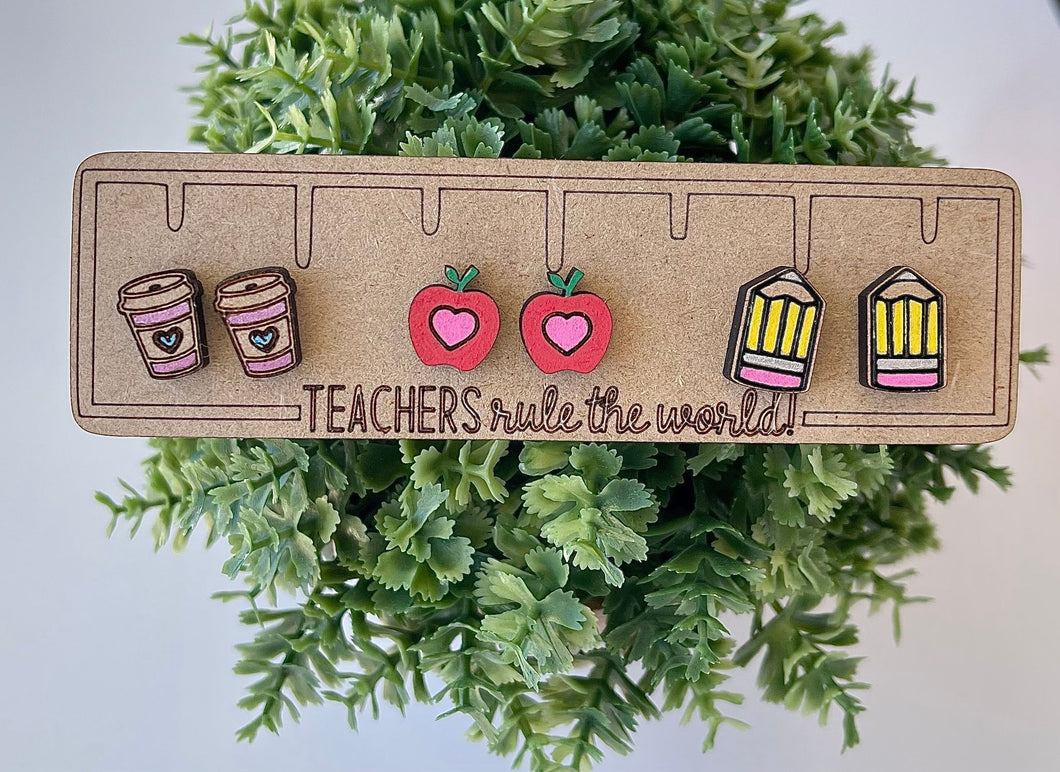 Teachers Rule The World Earrings | Teacher Appreciation | Stud Earrings | Teacher Gift | Teacher Earings