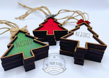 Load image into Gallery viewer, Set of 10 Farmhouse Christmas Ornaments Primitive Christmas Decor Wooden
